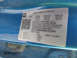 2022 Chevrolet Colorado 2WD Work Truck с VIN 1GCGSBEA9N1331943, выставлен на аукционе IAAI как лот 41378162 с пробегом 70 227 миль миль и . История ставок и продаж доступна на DreamBid. Изображение 9.