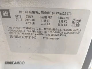 2011 Chevrolet Impala LT Fleet with VIN 2G1WG5EK6B1211491, listed as a IAAI auction lot 42467169 with 182,229 mi miles and . Bid and sale history available at DreamBid. Image 9.