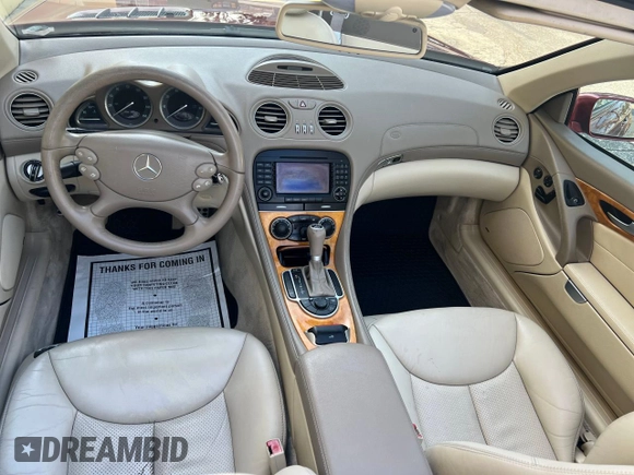 2005 Mercedes-Benz SL 500 with VIN WDBSK75F25F099884, listed as a Copart auction lot 55681775 with 74,756 mi miles and Clean Title. Bid and sale history available at DreamBid. Image 9.