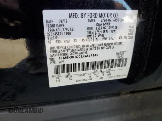 2020 Ford Explorer Platinum z VIN 1FM5K8HC0LGA47145, wystawiony jako Copart lot #59086405 z przebiegiem 79 252 mil mil oraz Szkoda całkowita • Salvage title. Historia ofert i sprzedaży dostępna na DreamBid. Obrazek 13.