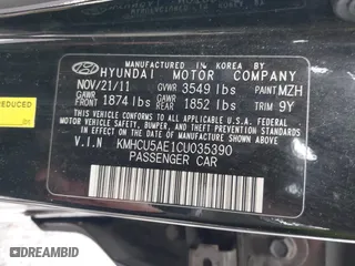 2012 Hyundai Accent SE with VIN KMHCU5AE1CU035390, listed as a IAAI auction lot 41765900 with 127,685 mi miles. Bid and sale history available at carsss.com. Image 9.