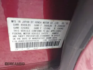 2005 Acura RL z VIN JH4KB165X5C019378, wystawiony jako IAAI lot #42208293 z przebiegiem 177 933 mil mil oraz . Historia ofert i sprzedaży dostępna na DreamBid. Obrazek 9.