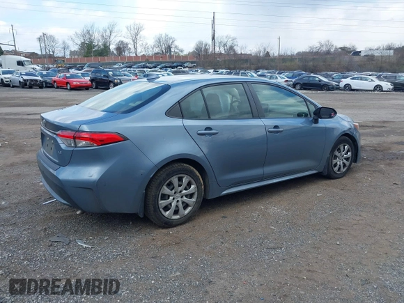 2020 Toyota Corolla LE with VIN JTDEPRAE3LJ007619, listed as a IAAI auction lot 41890730 with 43,481 mi miles. Bid and sale history available at carsss.com. Image 4.