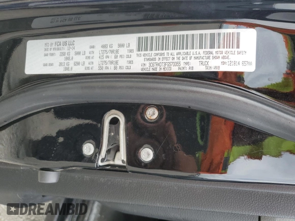 2015 Ram 2500 with VIN 3C6TR4DT3FG573355, listed as a Copart auction lot 53680525 with 129,230 mi miles and Salvage title. Bid and sale history available at DreamBid. Image 12.
