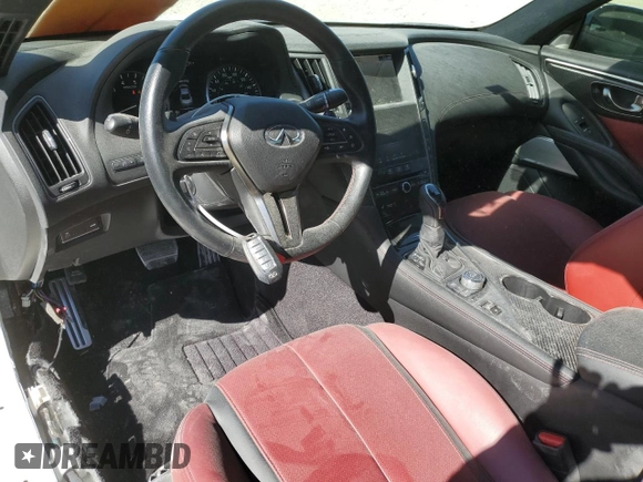 2021 Infiniti Q60 Red Sport 400 with VIN JN1FV7LK8MM530316, listed as a Copart auction lot 42025565 with 23,280 mi miles and Salvage title. Bid and sale history available at DreamBid. Image 8.