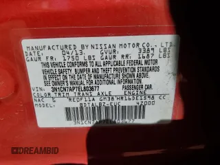 2014 Nissan Versa SV with VIN 3N1CN7AP7EL803677, listed as a Copart auction lot 45910225 with 0 mi miles and Salvage Title. Bid and sale history available at carsss.com. Image 15.