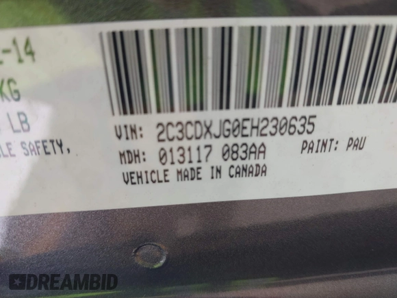 2014 Dodge Charger SXT Plus with VIN 2C3CDXJG0EH230635, listed as a IAAI auction lot 41890555 with 203,869 mi miles. Bid and sale history available at carsss.com. Image 9.