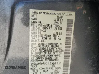 2008 Nissan Frontier SE z VIN 1N6AD07U78C416412, wystawiony jako Copart lot #50690625 z przebiegiem 191 081 mil mil oraz Szkoda całkowita • Salvage title. Historia ofert i sprzedaży dostępna na DreamBid. Obrazek 12.