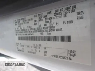 2017 Ford Transit с VIN 1FTYE1YM3HKA68343, выставлен на аукционе IAAI как лот 42741587 с пробегом 184 507 миль миль и . История ставок и продаж доступна на DreamBid. Изображение 7.