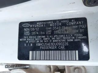 2013 Hyundai Accent SE z VIN KMHCU5AE8DU090226, wystawiony jako IAAI lot #41652307 z przebiegiem 235 459 mil mil oraz . Historia ofert i sprzedaży dostępna na DreamBid. Obrazek 9.