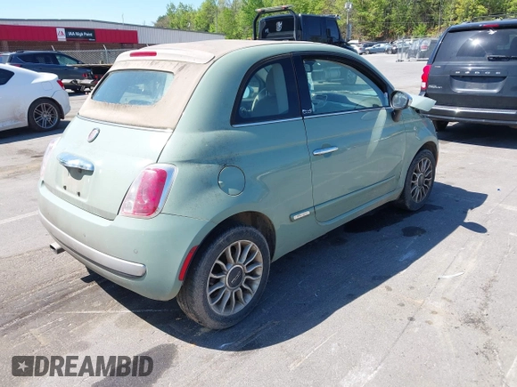 2013 FIAT 500 Lounge with VIN 3C3CFFER4DT512749, listed as a IAAI auction lot 42063224 with 186,157 mi miles and . Bid and sale history available at DreamBid. Image 4.