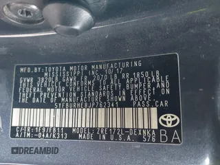 2018 Toyota Corolla L z VIN 5YFBURHE8JP762341, wystawiony jako IAAI lot #41616281 z przebiegiem 141 882 mil mil oraz . Historia ofert i sprzedaży dostępna na DreamBid. Obrazek 9.