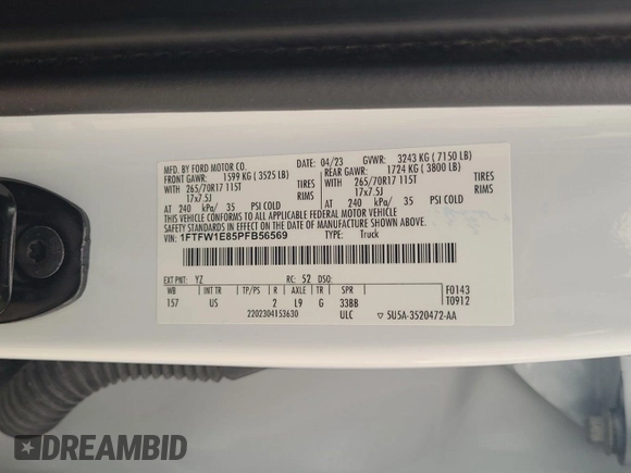 2023 Ford F-150 XL с VIN 1FTFW1E85PFB56569, выставлен на аукционе IAAI как лот 42799832 с пробегом 46 625 миль миль и . История ставок и продаж доступна на DreamBid. Изображение 24.