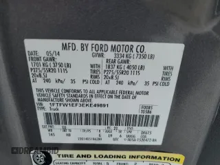 2014 Ford F-150 XL с VIN 1FTFW1EF3EKE49891, выставлен на аукционе Copart как лот 55012325 с пробегом 214 174 миль миль и Списание • Salvage title. История ставок и продаж доступна на DreamBid. Изображение 12.