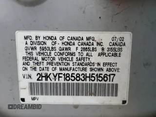 2003 Honda Pilot EX z VIN 2HKYF18583H515617, wystawiony jako Copart lot #55143045 z przebiegiem 175 976 mil mil oraz Szkoda całkowita • Salvage title. Historia ofert i sprzedaży dostępna na DreamBid. Obrazek 12.