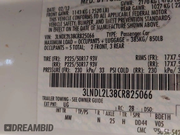 2012 Lincoln MKZ Hybrid with VIN 3LNDL2L38CR825066, listed as a IAAI auction lot 41288153 with 107,415 mi miles and . Bid and sale history available at DreamBid. Image 9.