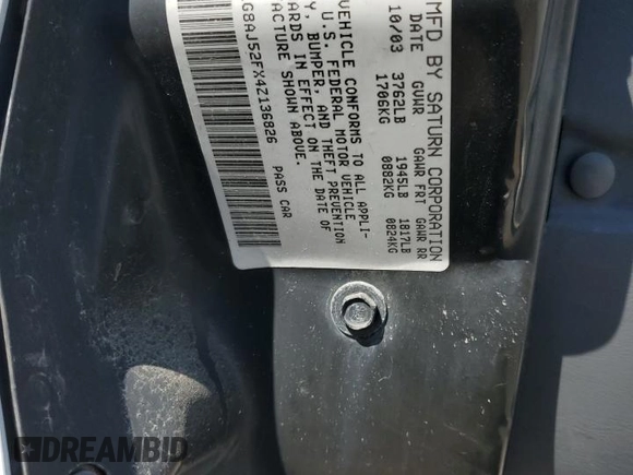 2004 Saturn ION ION 2 z VIN 1G8AJ52FX4Z136826, wystawiony jako Copart lot #49333825 z przebiegiem Nie podano mil oraz Tytuł czysty. Historia ofert i sprzedaży dostępna na DreamBid. Obrazek 15.