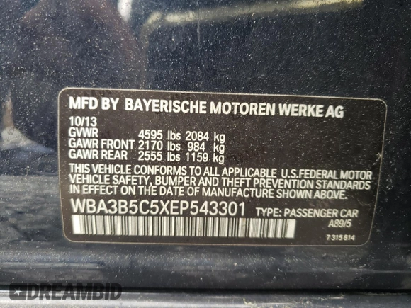 2014 BMW 3 Series 328i xDrive с VIN WBA3B5C5XEP543301, выставлен на аукционе Copart как лот 59921525 с пробегом 89 739 миль миль и Чистый • Clean title. История ставок и продаж доступна на DreamBid. Изображение 13.