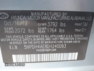 2013 Hyundai Elantra Limited with VIN 5NPDH4AE8DH240093, listed as a IAAI auction lot 41134057 with 131,567 mi miles and . Bid and sale history available at DreamBid. Image 9.