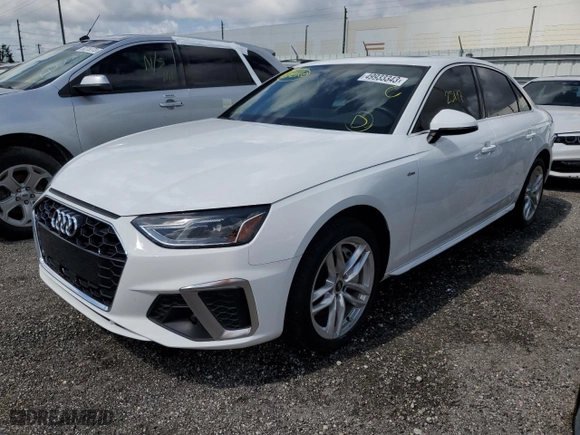 2021 Audi A4 Sedan S line Premium with VIN WAUDAAF41MA033133, listed as a Copart auction lot 49933343 with 25,177 mi miles. Bid and sale history available at carsss.com. Image 1.