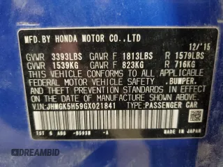 2016 Honda Fit LX with VIN JHMGK5H59GX021841, listed as a Copart auction lot 48261395 with 98,527 mi miles and Non Repairable. Bid and sale history available at carsss.com. Image 16.