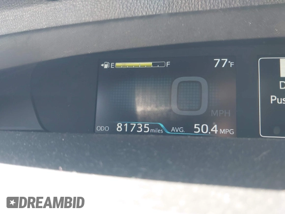 2019 Toyota Prius L Eco with VIN JTDKARFU0K3087064, listed as a IAAI auction lot 41986365 with 81,735 mi miles. Bid and sale history available at carsss.com. Image 15.