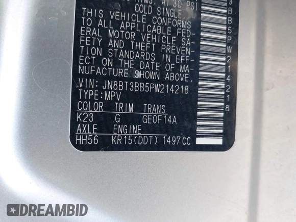 2023 Nissan Rogue SV with VIN JN8BT3BB5PW214218, listed as a IAAI auction lot 41593119 with 31,567 mi miles and . Bid and sale history available at DreamBid. Image 9.