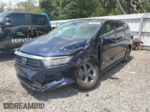 2021 Honda Odyssey EX z VIN 5FNRL6H5XMB037355, wystawiony jako Copart lot #55400995 z przebiegiem 57 964 mil mil oraz Szkoda całkowita • Salvage title. Historia ofert i sprzedaży dostępna na DreamBid. Obrazek 1.