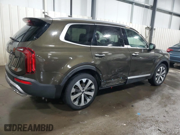 2022 Kia Telluride S with VIN 5XYP6DHCXNG285875, listed as a Copart auction lot 47602445 with 43,214 mi miles and Salvage title. Bid and sale history available at DreamBid. Image 3.