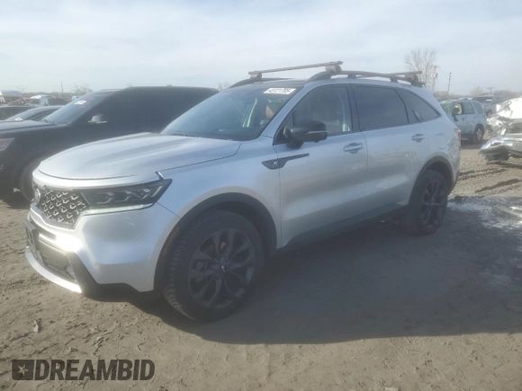 2021 Kia Sorento SX Prestige X-Line with VIN 5XYRKDLF7MG048619, listed as a Copart auction lot 43721705 with 45,401 mi miles and Salvage Title. Bid and sale history available at carsss.com. Image 1.