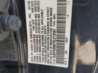 2006 Honda Element EX z VIN 5J6YH28676L012597, wystawiony jako Copart lot #57891325 z przebiegiem 216 133 mil mil oraz Czysty tytuł • Clean title. Historia ofert i sprzedaży dostępna na DreamBid. Obrazek 14.