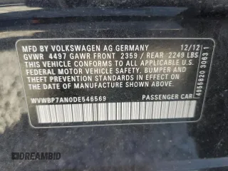 2013 Volkswagen CC Sport with VIN WVWBP7AN0DE546569, listed as a Copart auction lot 66807454 with 146,275 mi miles and Salvage Title. Bid and sale history available at DreamBid. Image 14.
