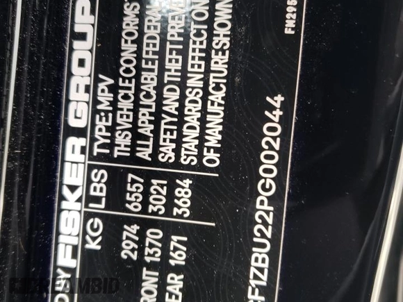 2023 Fisker Ocean One z VIN VCF1ZBU22PG002044, wystawiony jako Copart lot #84522334 z przebiegiem Nie podano mil oraz Szkody całkowita. Historia ofert i sprzedaży dostępna na DreamBid. Obrazek 14.