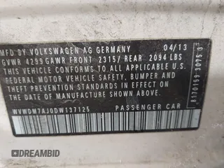 2013 Volkswagen Golf TDI с VIN WVWDM7AJ0DW137125, выставлен на аукционе IAAI как лот 41405747 с пробегом 122 069 миль миль и . История ставок и продаж доступна на DreamBid. Изображение 9.