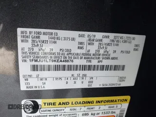 2019 Ford Expedition Platinum with VIN 1FMJU1LT9KEA48876, listed as a IAAI auction lot 41622102 with 133,087 mi miles. Bid and sale history available at carsss.com. Image 9.
