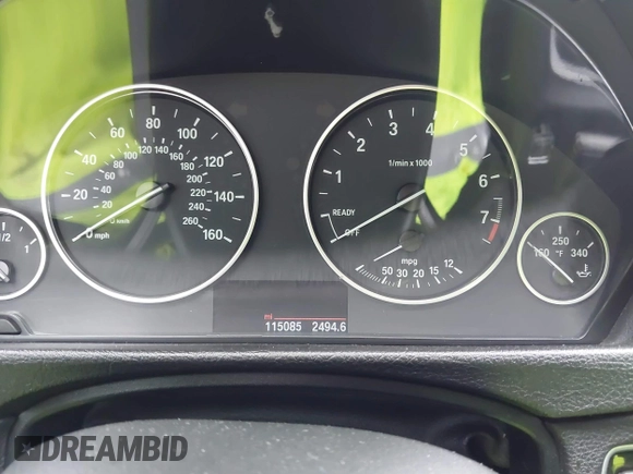 2015 BMW 3 Series 328i with VIN WBA3A5C59FF606236, listed as a IAAI auction lot 41690502 with 115,085 mi miles. Bid and sale history available at carsss.com. Image 7.