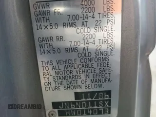 1987 Nissan Hardbody E z VIN JN6ND11SXHW014073, wystawiony jako Copart lot #78956934 z przebiegiem 381 885 mil mil oraz Szkody całkowita. Historia ofert i sprzedaży dostępna na DreamBid. Obrazek 12.