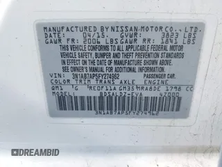 2015 Nissan Sentra S with VIN 3N1AB7AP5FY274962, listed as a IAAI auction lot 42029762 with 137,113 mi miles. Bid and sale history available at carsss.com. Image 9.