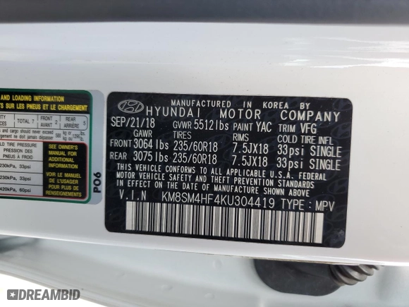 2019 Hyundai Santa Fe XL SE with VIN KM8SM4HF4KU304419, listed as a Copart auction lot 52949924 with 77,289 mi miles and Salvage Title. Bid and sale history available at carsss.com. Image 14.