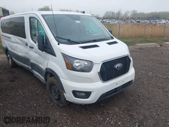 2023 Ford Transit Passenger XL with VIN 1FBAX2YG1PKA92302, listed as a IAAI auction lot 42187709 with 76,445 mi miles. Bid and sale history available at carsss.com. Image 1.