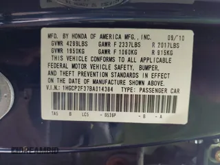 2011 Honda Accord LX with VIN 1HGCP2F37BA014384, listed as a IAAI auction lot 42423636 with 318,867 mi miles and . Bid and sale history available at DreamBid. Image 9.