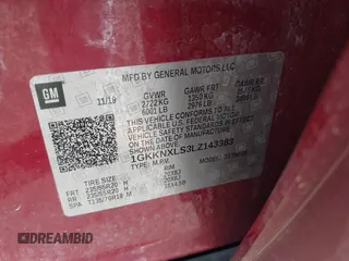 2020 GMC Acadia Denali with VIN 1GKKNXLS3LZ143383, listed as a IAAI auction lot 41864863 with 1 mi miles. Bid and sale history available at carsss.com. Image 9.