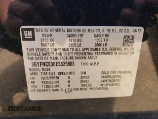 2014 Cadillac SRX Performance Collection z VIN 3GYFNCE38ES525883, wystawiony jako Copart lot #55085505 z przebiegiem 160 609 mil mil oraz Szkoda całkowita • Salvage title. Historia ofert i sprzedaży dostępna na DreamBid. Obrazek 13.