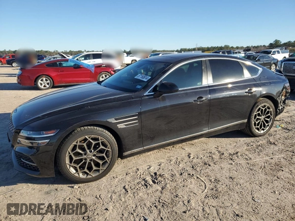 2021 Genesis G80 2.5T with VIN KMTGB4SC9MU046689, listed as a Copart auction lot 87193614 with 41,508 mi miles and Salvage Title. Bid and sale history available at DreamBid. Image 1.