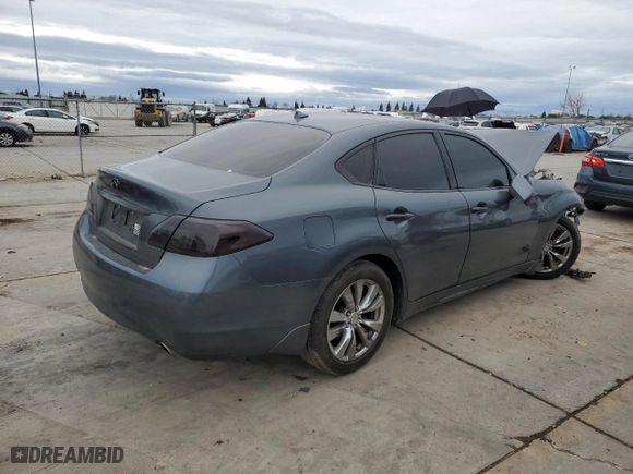 2012 Infiniti M37 with VIN JN1BY1ARXCM390674, listed as a Copart auction lot 43830145 with 0 miles and Salvage Title. Bid and sale history available at carsss.com. Image 3.