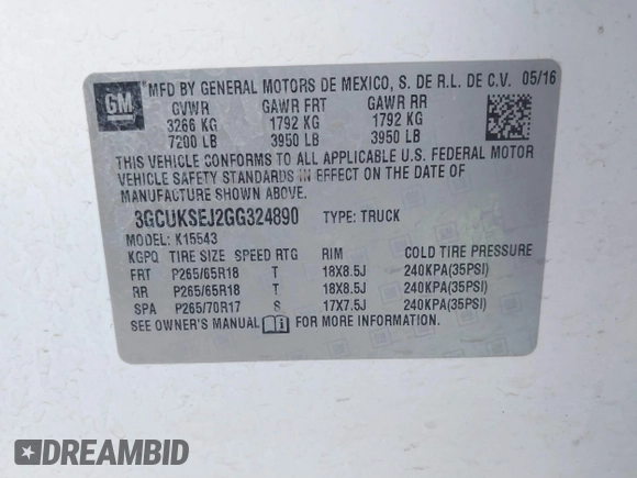 2016 Chevrolet Silverado 1500 LTZ with VIN 3GCUKSEJ2GG324890, listed as a IAAI auction lot 41141398 with 193,362 mi miles. Bid and sale history available at carsss.com. Image 9.