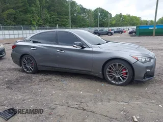2021 Infiniti Q50 Red Sport 400 with VIN JN1FV7DR2MM880505, listed as a IAAI auction lot 42377058 with 59,618 mi miles and . Bid and sale history available at DreamBid. Image 13.