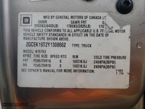 2000 Chevrolet Silverado 1500 LS with VIN 2GCEK19T2Y1308662, listed as a Copart auction lot 51215015 with 320,200 mi miles and Salvage Title. Bid and sale history available at carsss.com. Image 13.