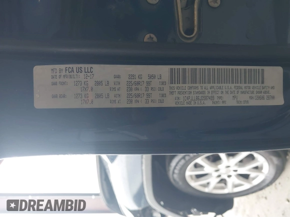 2018 Jeep Cherokee Latitude Plus with VIN 1C4PJLLB6JD587499, listed as a IAAI auction lot 41864008 with 74,044 mi miles and . Bid and sale history available at DreamBid. Image 9.