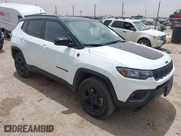 2023 Jeep Compass Trailhawk with VIN 3C4NJDDN3PT544408, listed as a IAAI auction lot 42253800 with 53,105 mi miles and . Bid and sale history available at DreamBid. Image 1.
